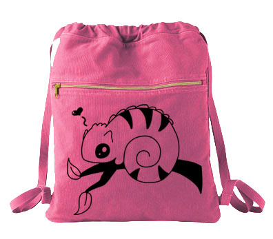 Chameleon in Love Cinch Backpack - Raspberry