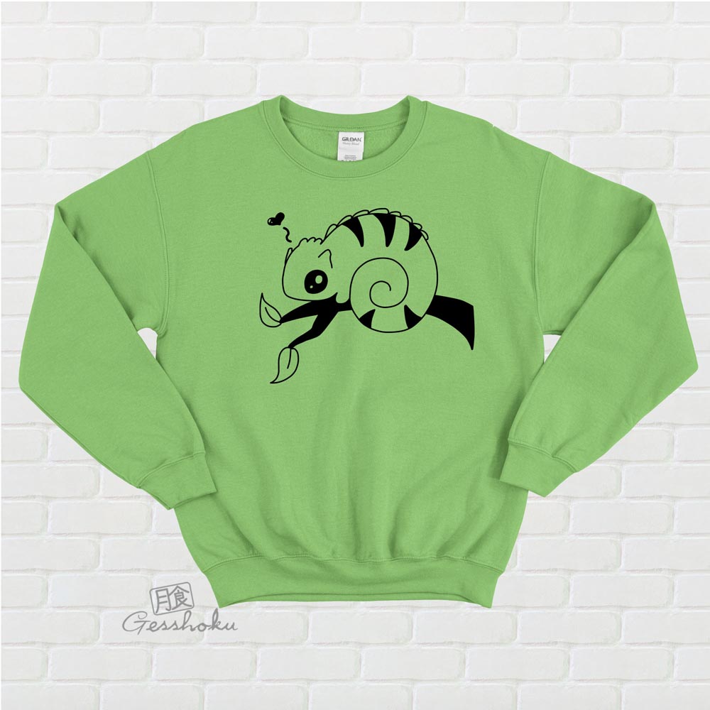 Chameleon in Love Crewneck Sweatshirt - Lime Green