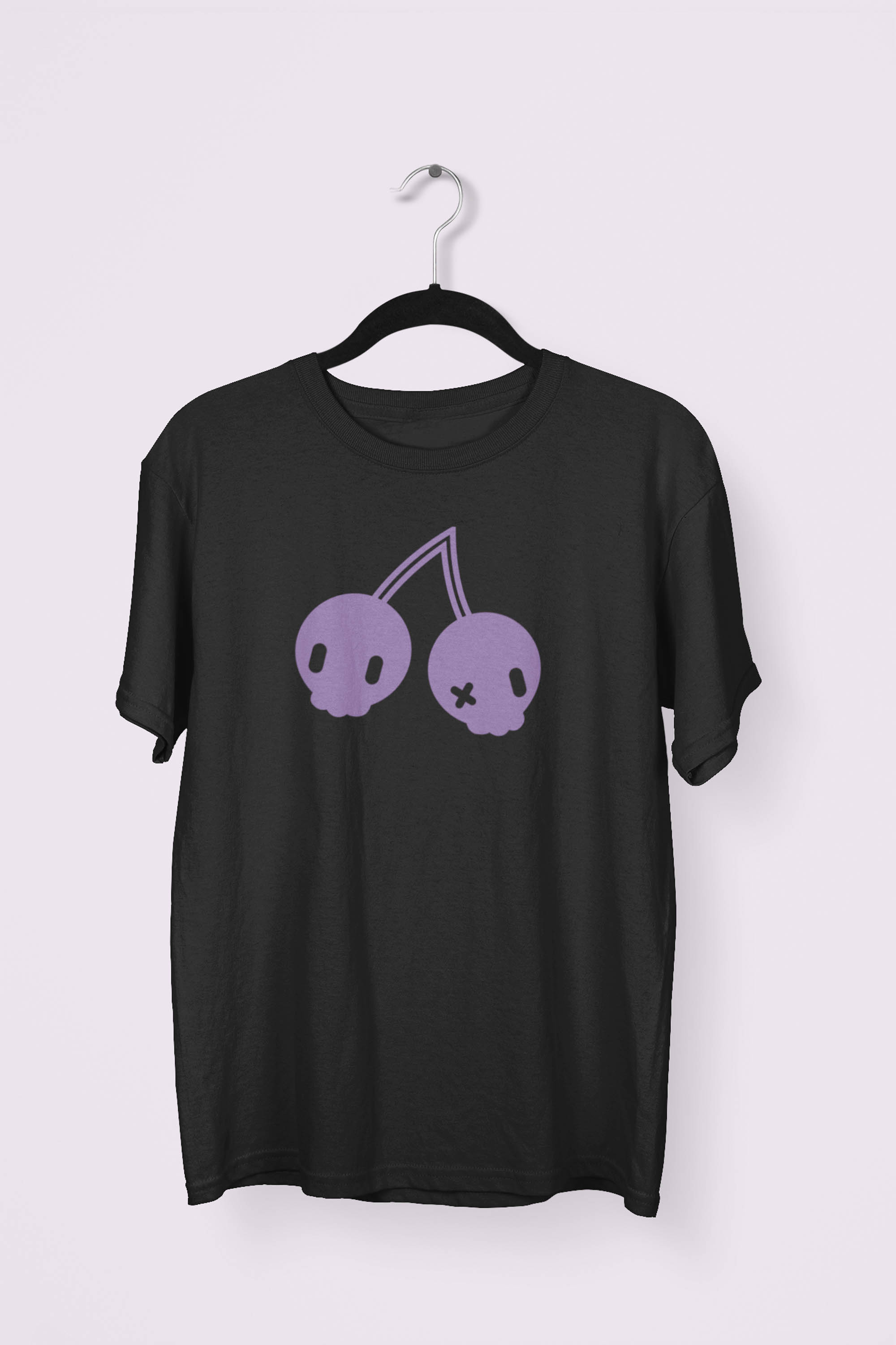 Cherry Skulls T-shirt by Dokkirii - Purple/Black