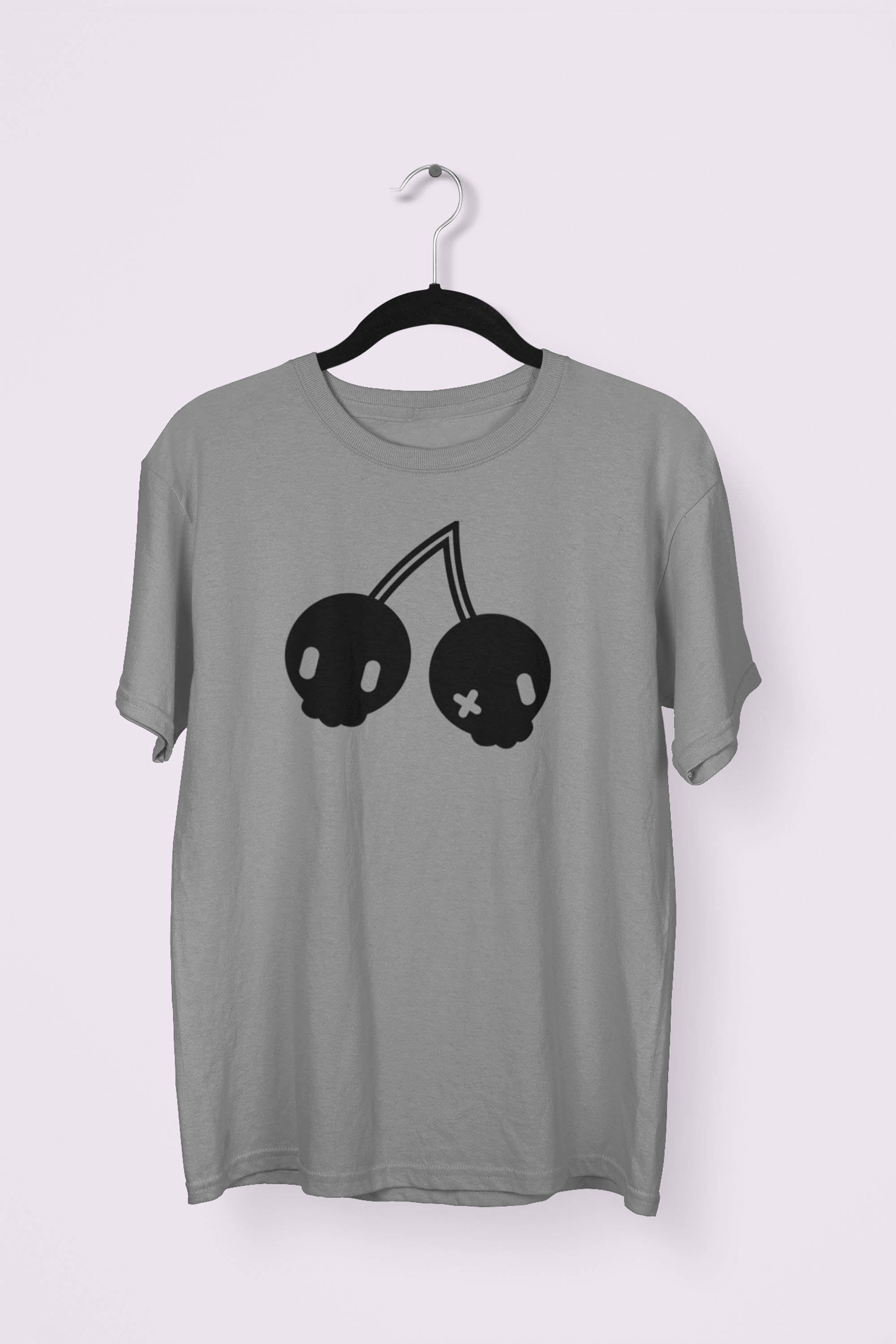 Cherry Skulls T-shirt by Dokkirii - Charcoal Grey