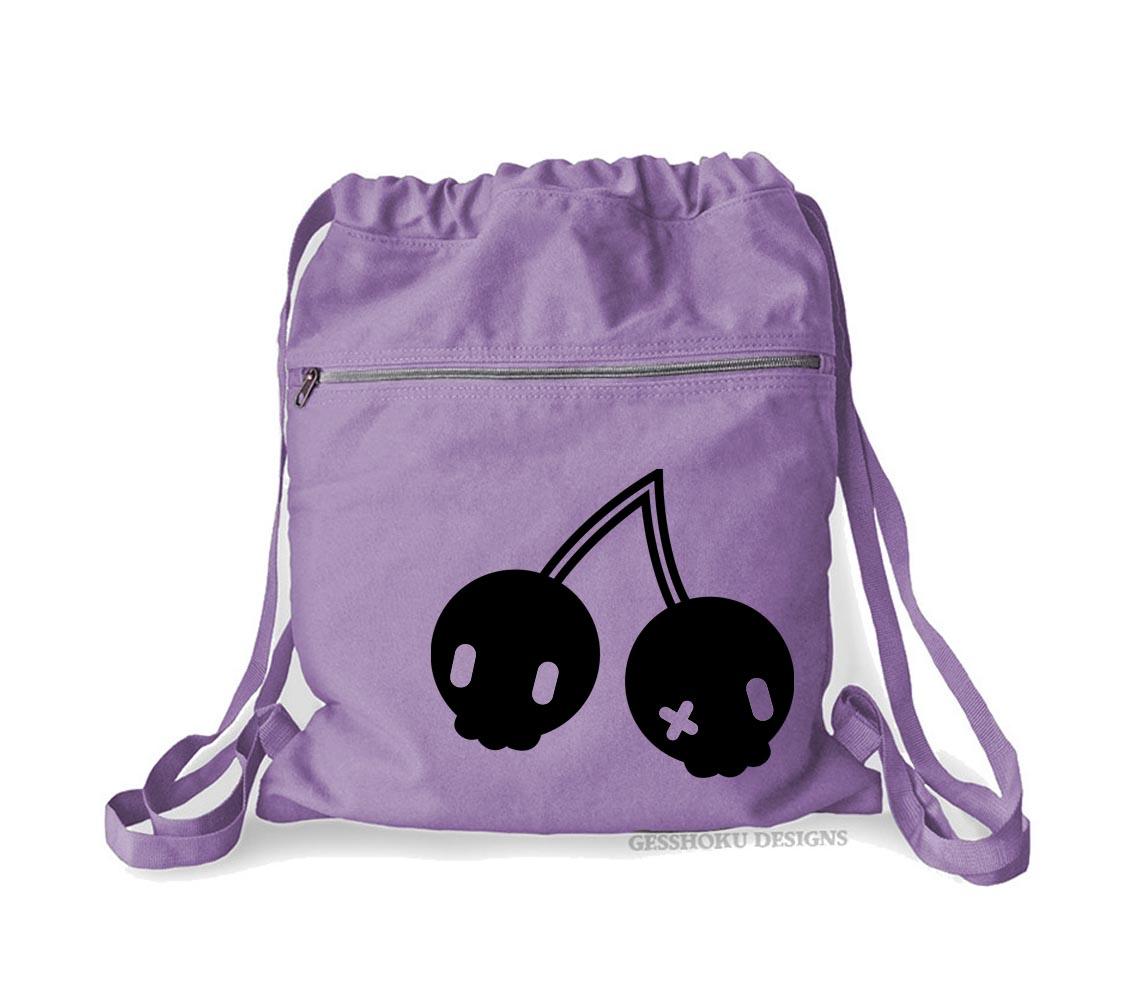Cherry Skulls Cinch Backpack - Purple