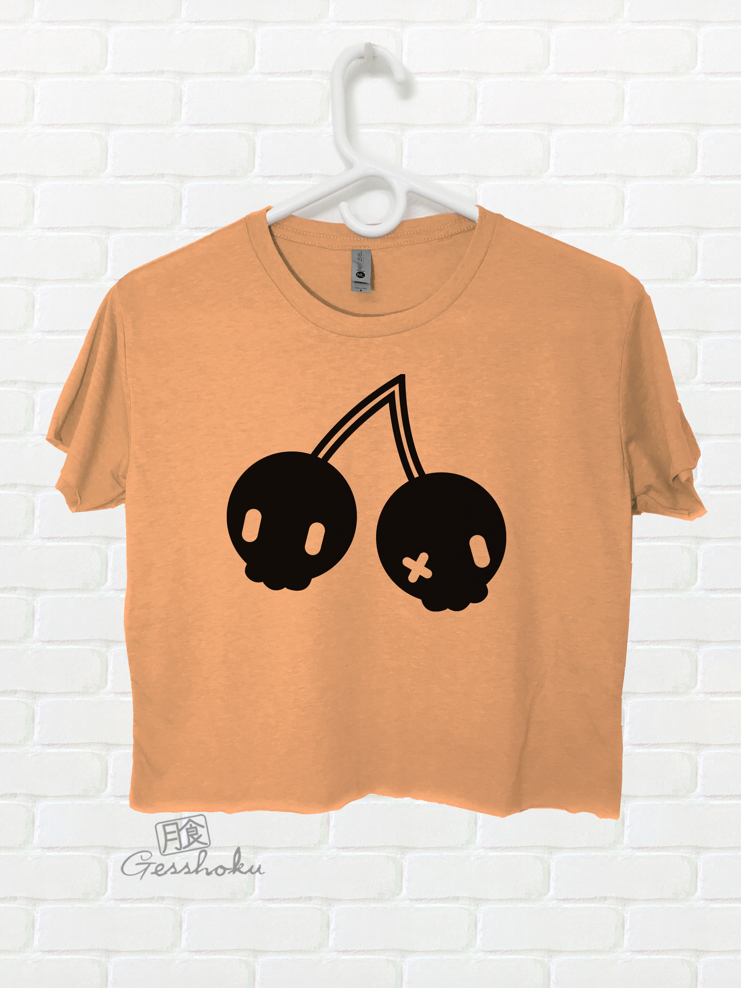 Cherry Skulls Crop Top T-shirt - Gold