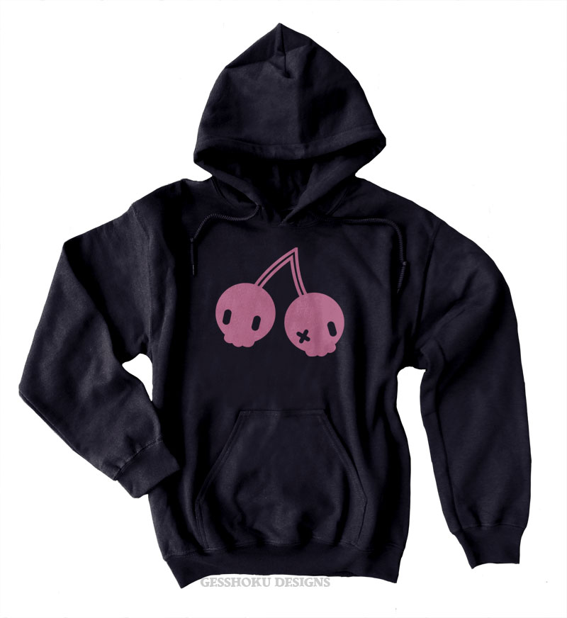 Cherry Skulls Pullover Hoodie - Pink/Black