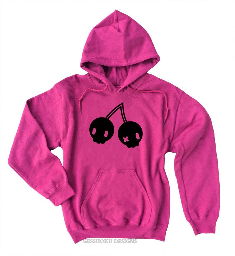 Cherry Skulls Pullover Hoodie - Hot Pink