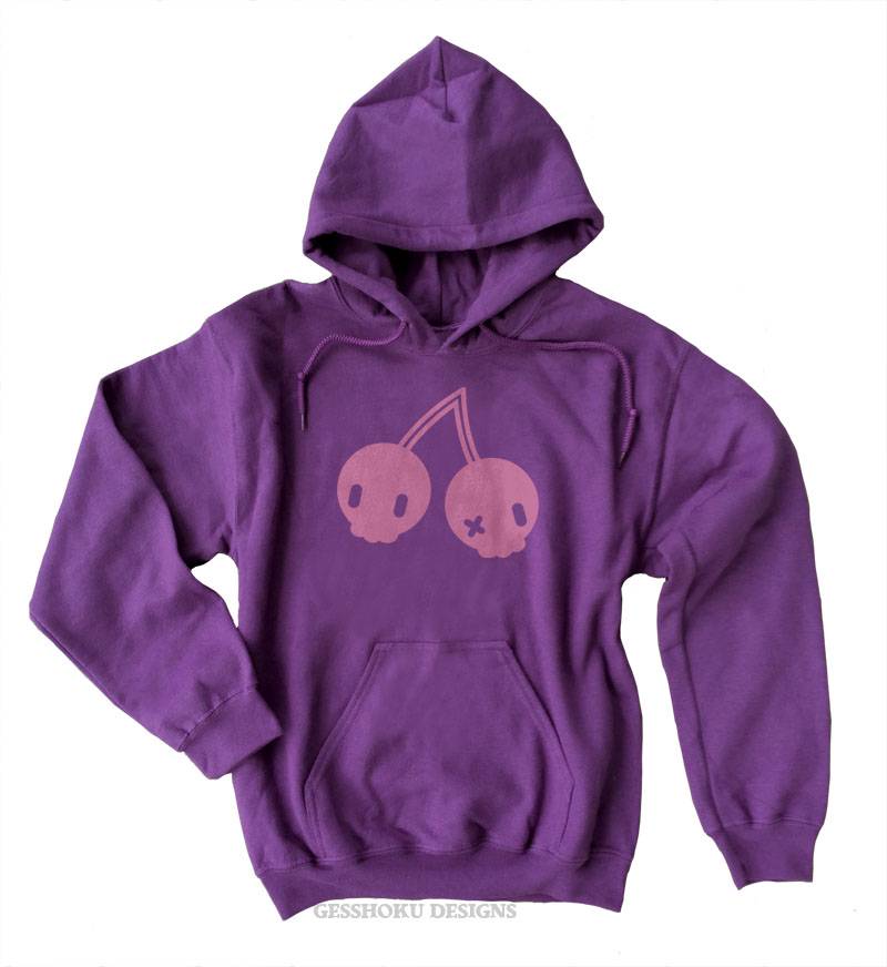 Cherry Skulls Pullover Hoodie - Purple