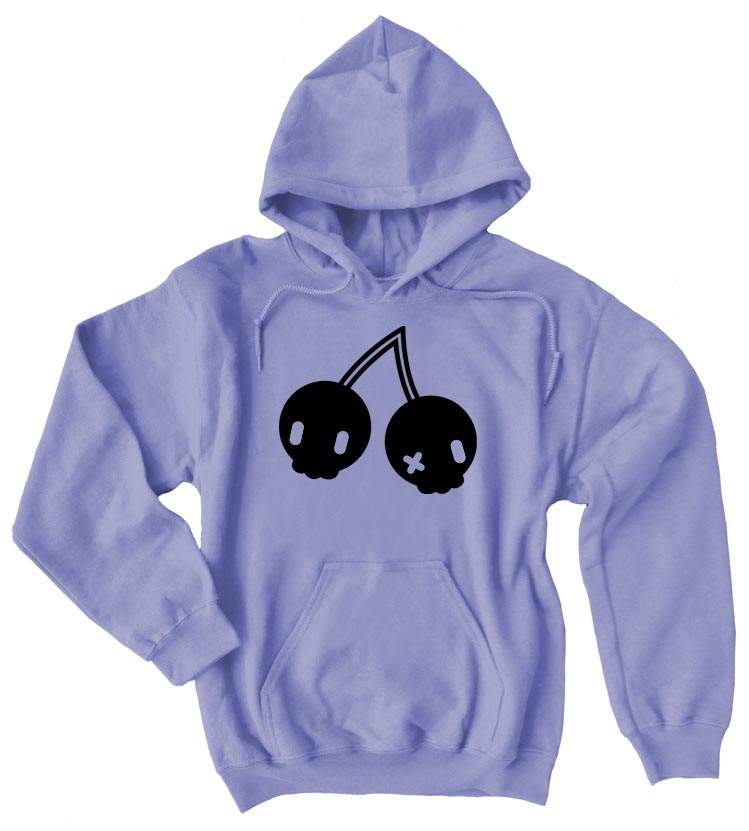 Cherry Skulls Pullover Hoodie - Violet