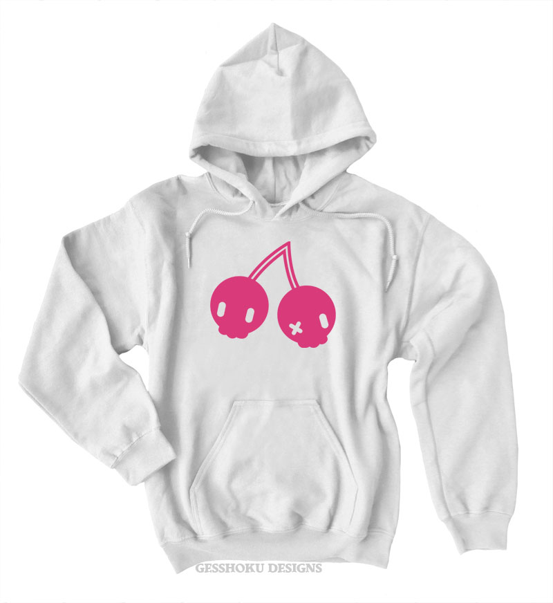 Cherry Skulls Pullover Hoodie - White