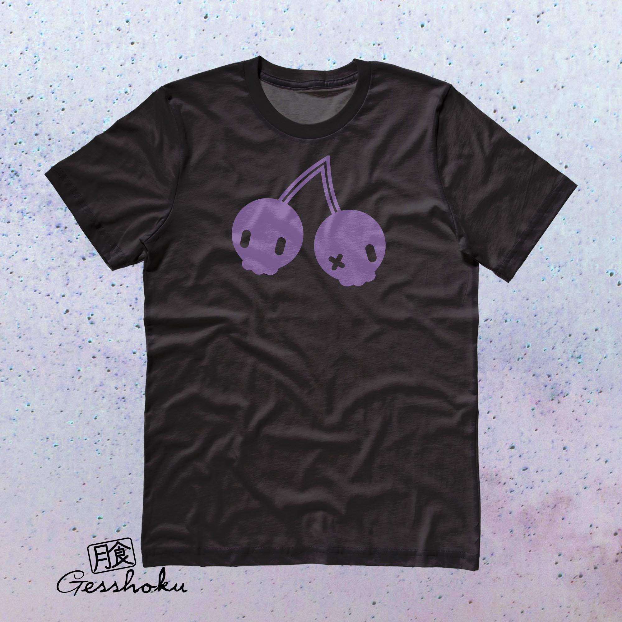 Cherry Skulls T-shirt by Dokkirii - Purple/Black