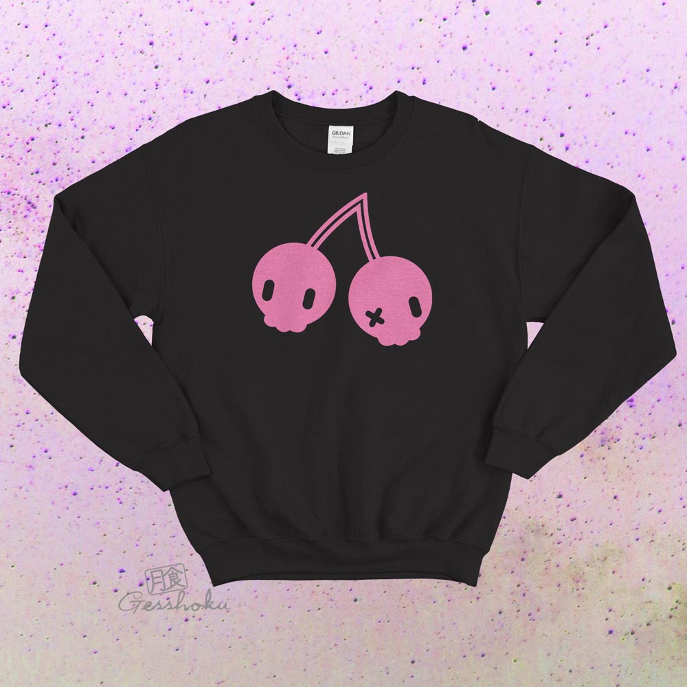 Gothic Cherry Skulls Crewneck Sweatshirt - Pink/Black
