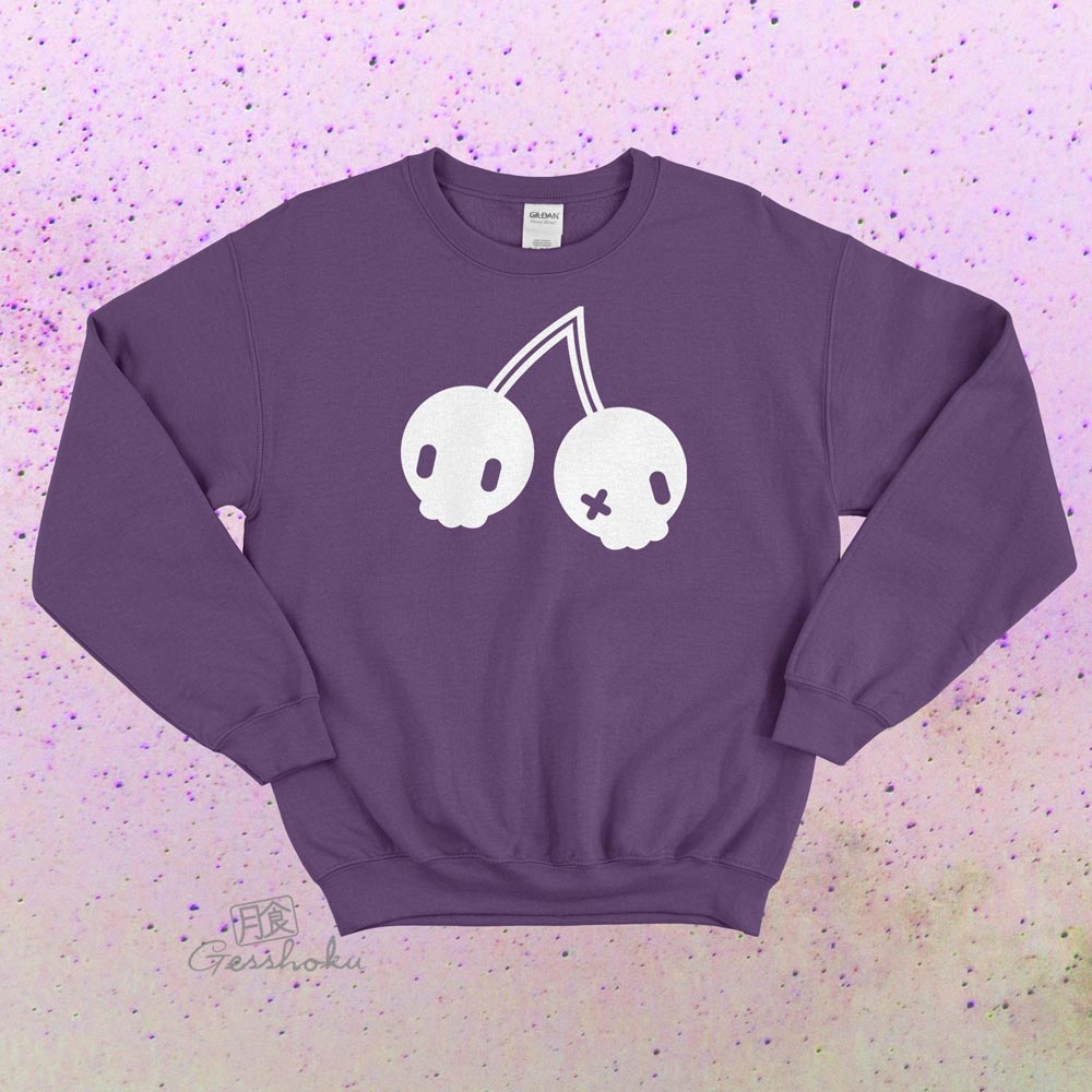 Gothic Cherry Skulls Crewneck Sweatshirt - Purple