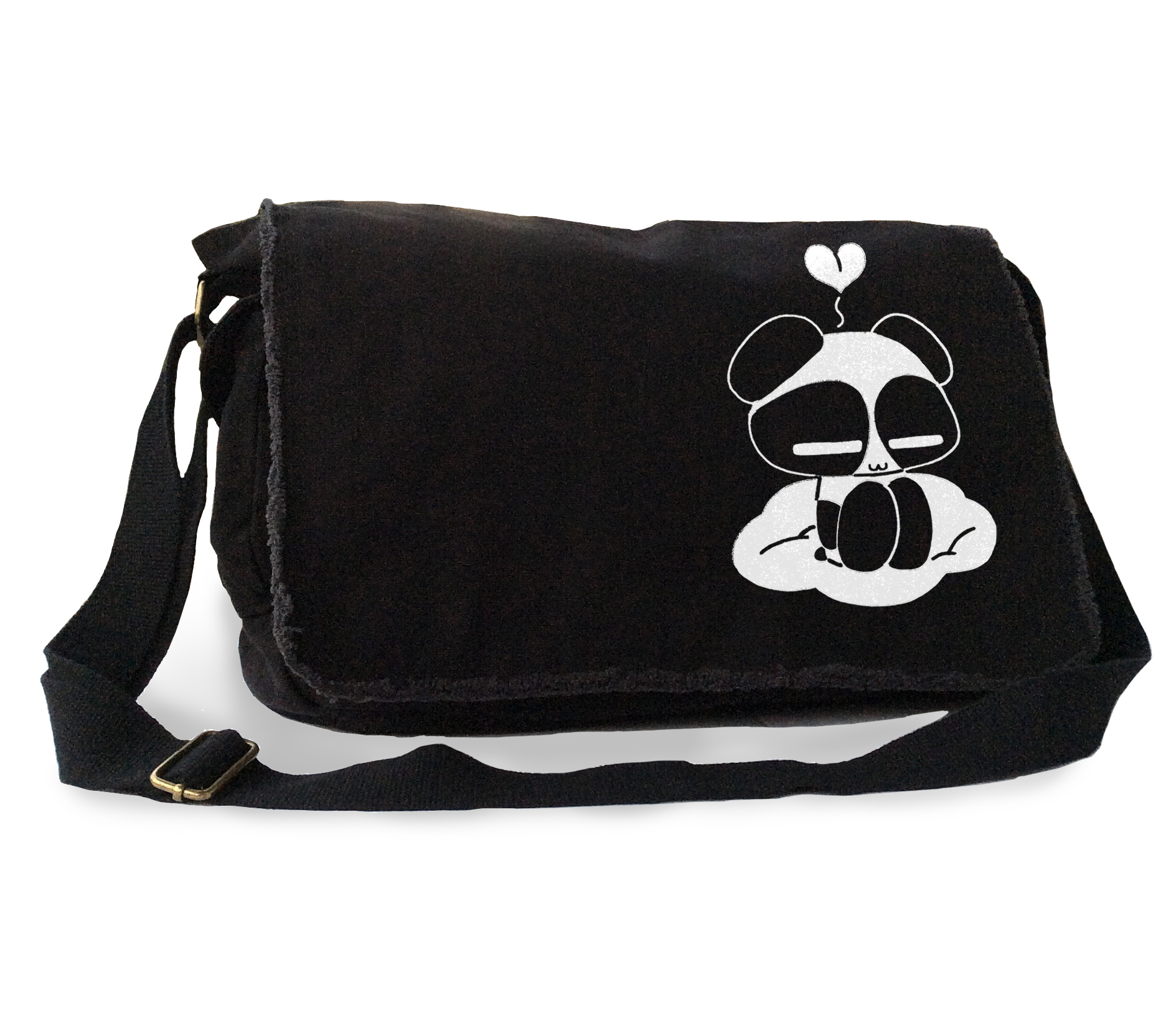 Chibi Goth Panda Messenger Bag - Black