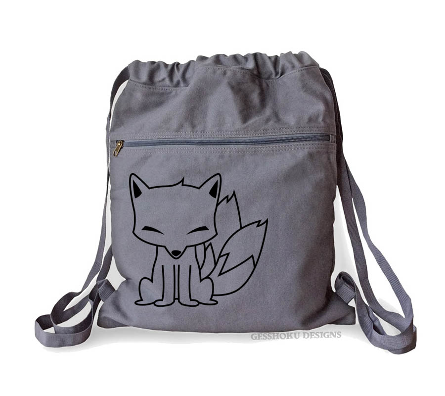 Chibi Kitsune Cinch Backpack - Smoke Grey