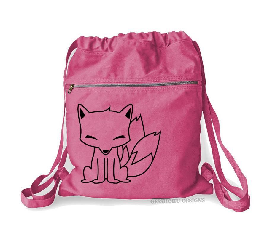 Chibi Kitsune Cinch Backpack - Raspberry