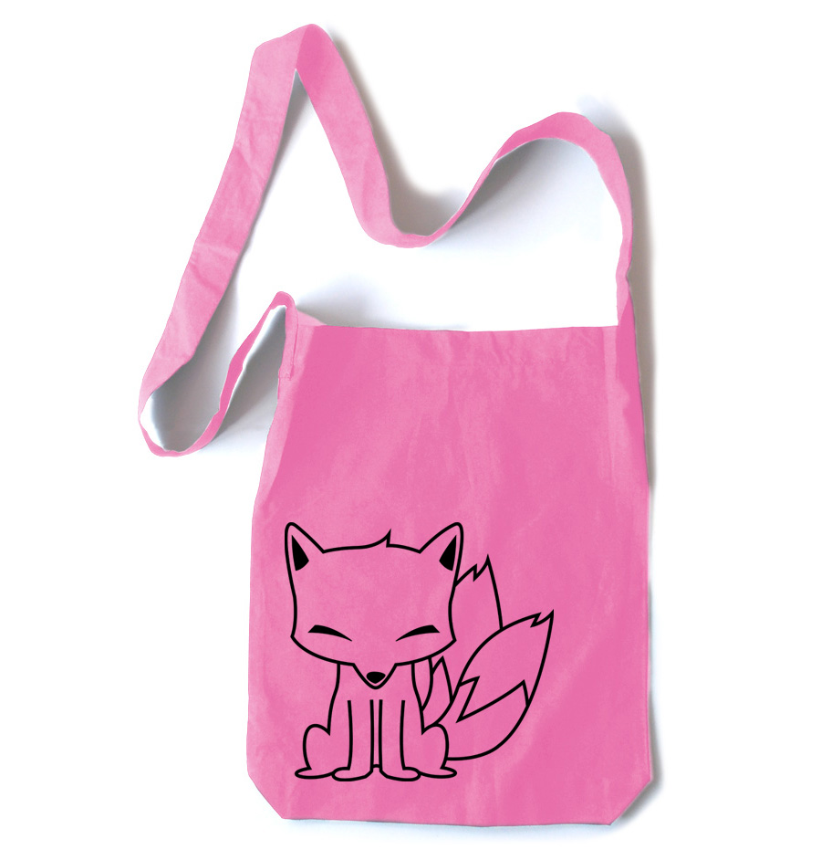 Chibi Kitsune Crossbody Tote Bag - Pink