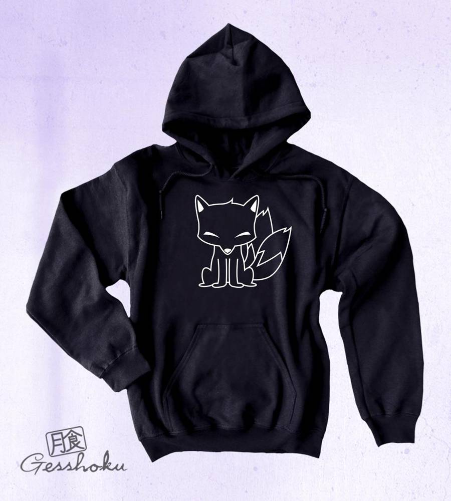 Chibi Kitsune Pullover Hoodie - Black