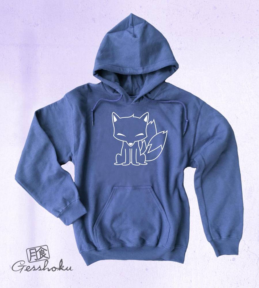 Chibi Kitsune Pullover Hoodie - Heather Blue