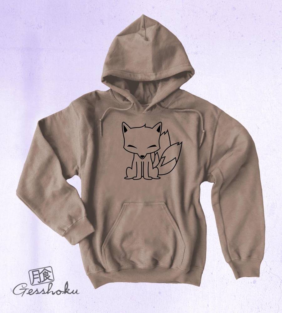 Chibi Kitsune Pullover Hoodie - Khaki Brown