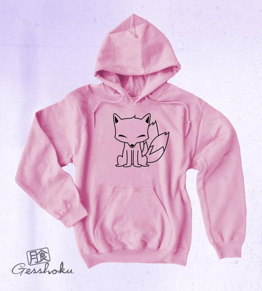 Chibi Kitsune Pullover Hoodie - Light Pink