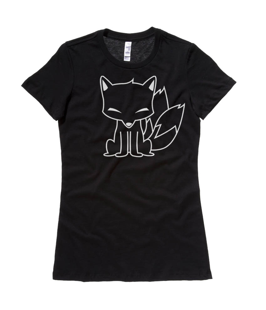 Chibi Kitsune Ladies T-shirt - Black