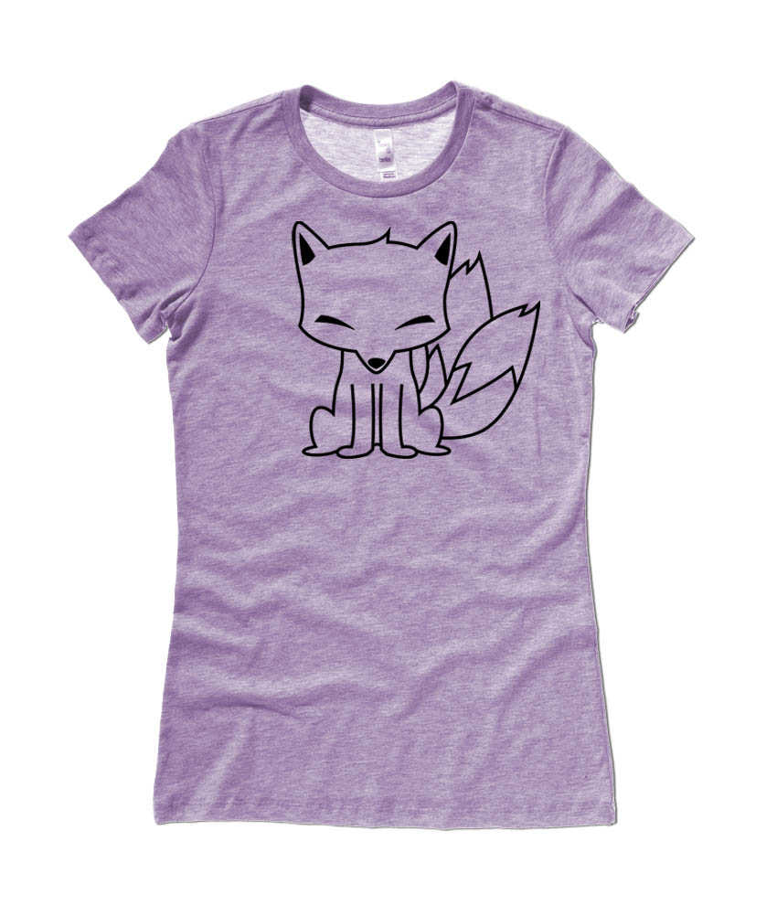 Chibi Kitsune Ladies T-shirt - Heather Purple
