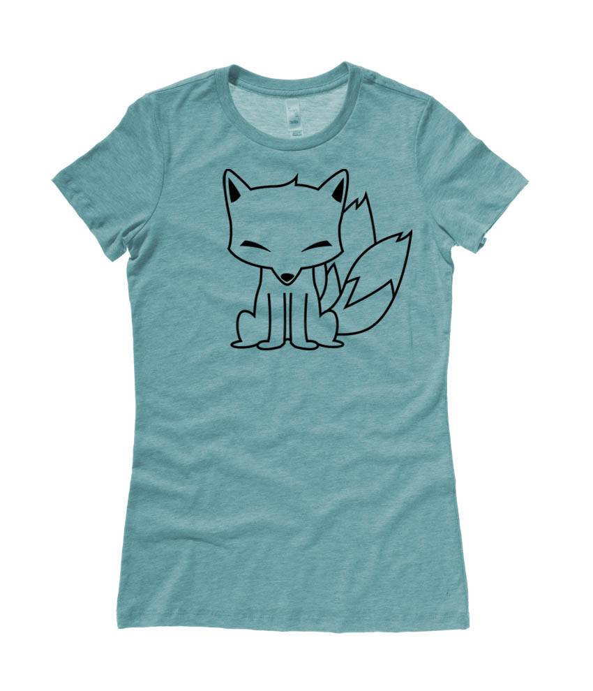 Chibi Kitsune Ladies T-shirt - Seafoam