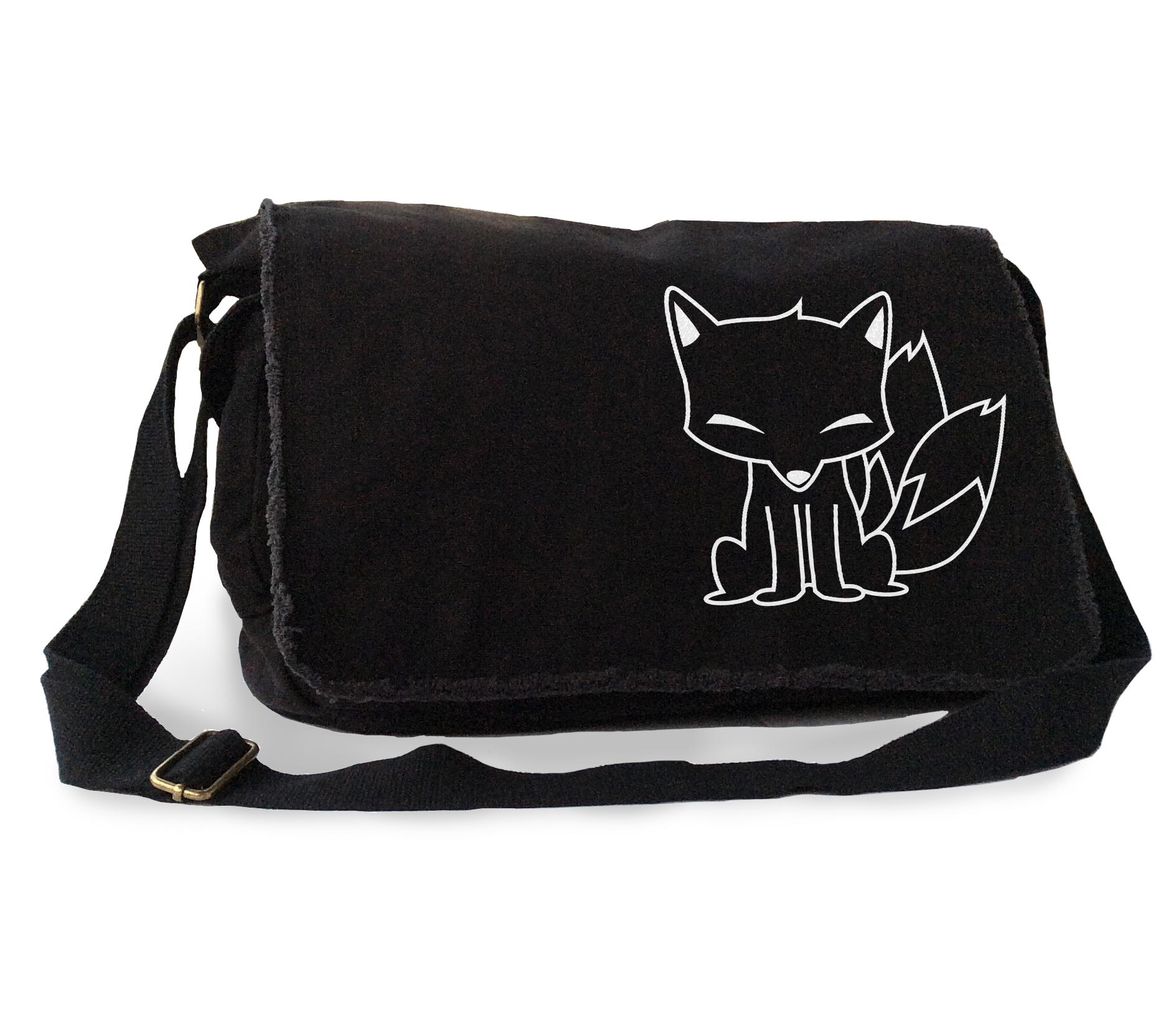 Chibi Kitsune Messenger Bag - Black
