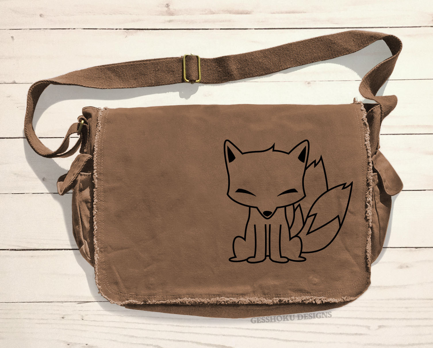 Chibi Kitsune Messenger Bag - Brown