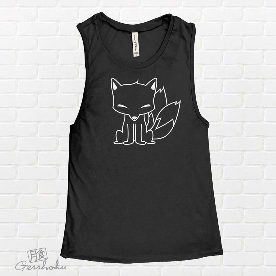 Chibi Kitsune Sleeveless Tank Top - Black