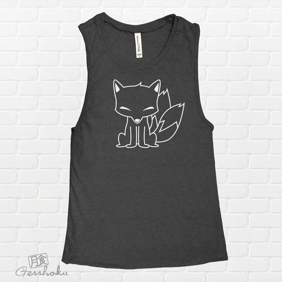 Chibi Kitsune Sleeveless Tank Top - Deep Heather Grey