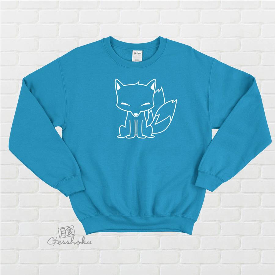 Chibi Kitsune Crewneck Sweatshirt - Aqua Blue