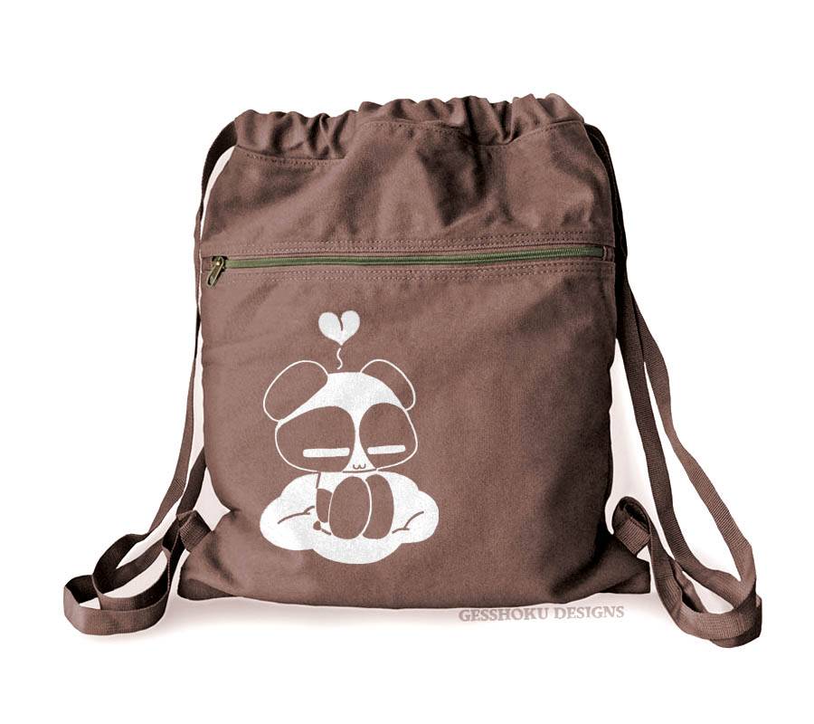 Chibi Goth Panda Cinch Backpack - Brown