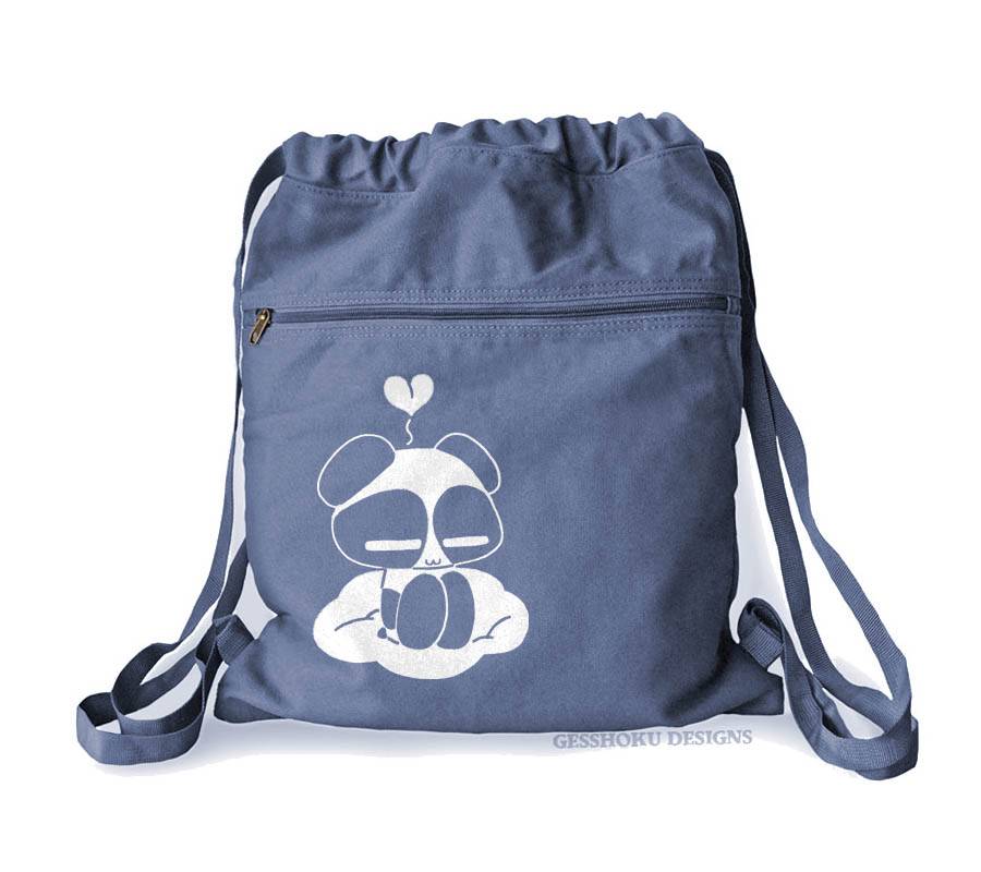 Chibi Goth Panda Cinch Backpack - Denim Blue