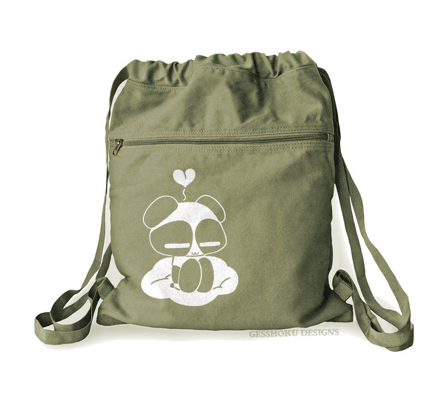 Chibi Goth Panda Cinch Backpack - Khaki Green