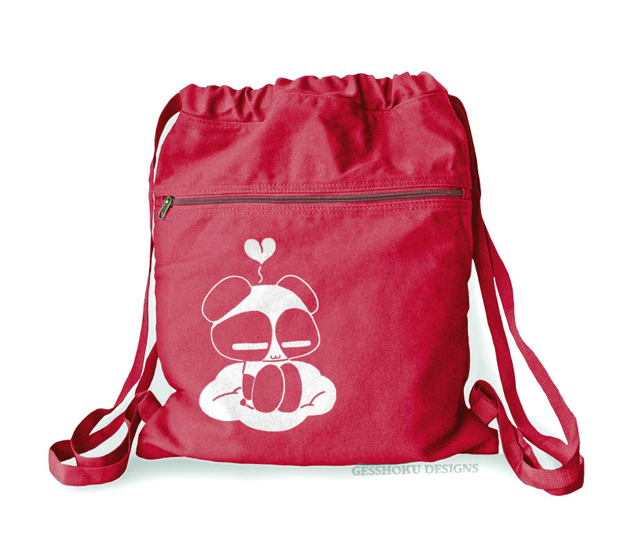 Chibi Goth Panda Cinch Backpack - Red