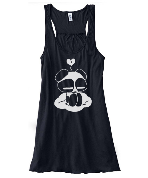 Chibi Goth Panda Flowy Tank Top - Black