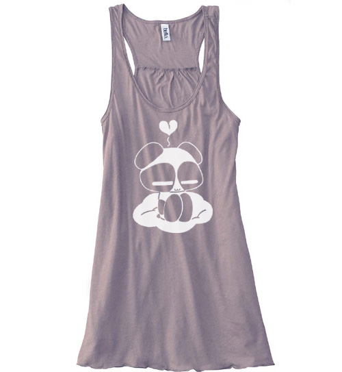 Chibi Goth Panda Flowy Tank Top - Brown