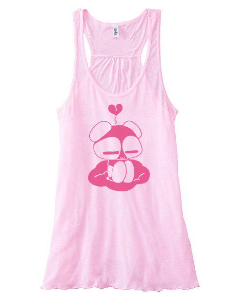 Chibi Goth Panda Flowy Tank Top - Light Pink