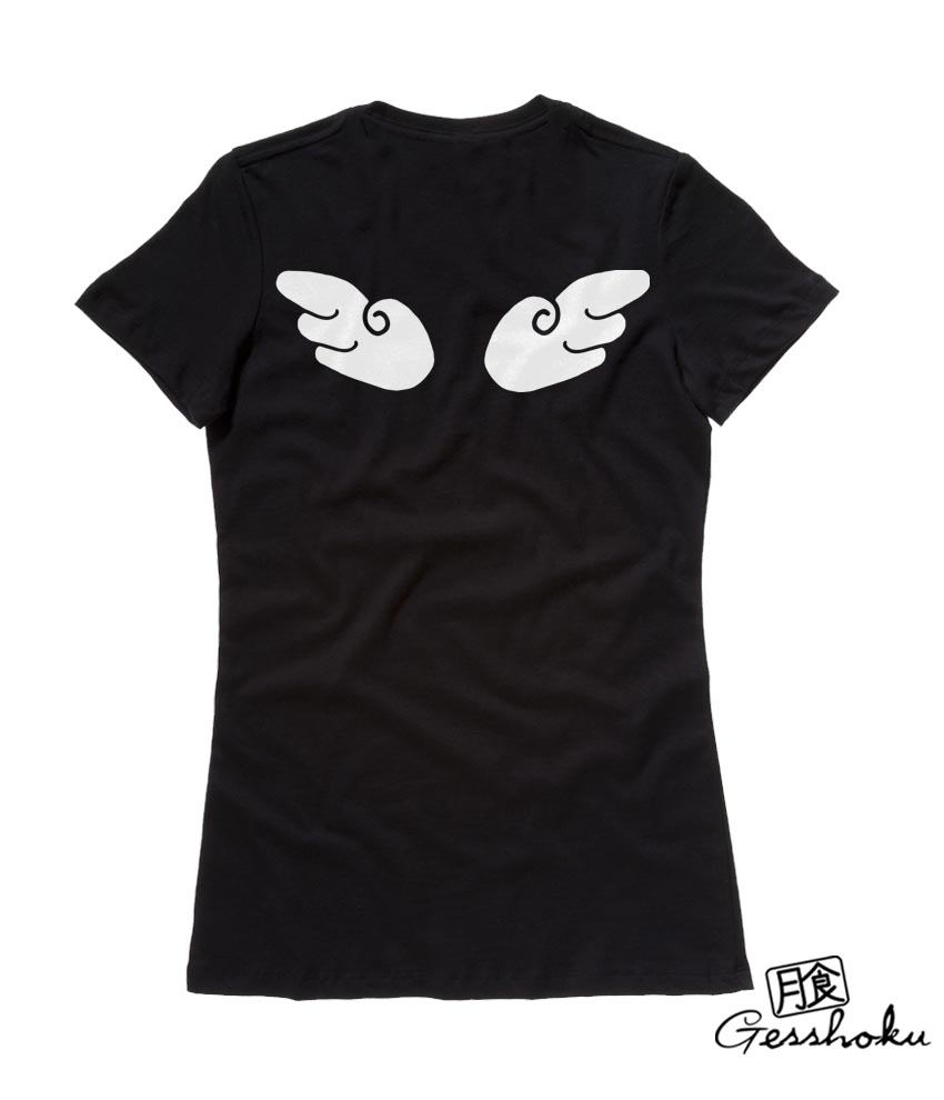 Chibi Angel Wings Ladies T-shirt - Black