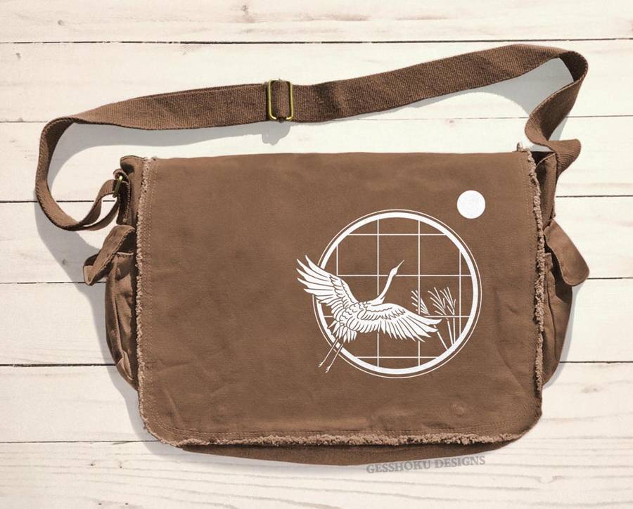 Crane and Moon Messenger Bag - Brown