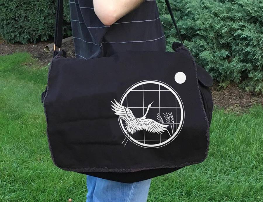 Crane and Moon Messenger Bag -