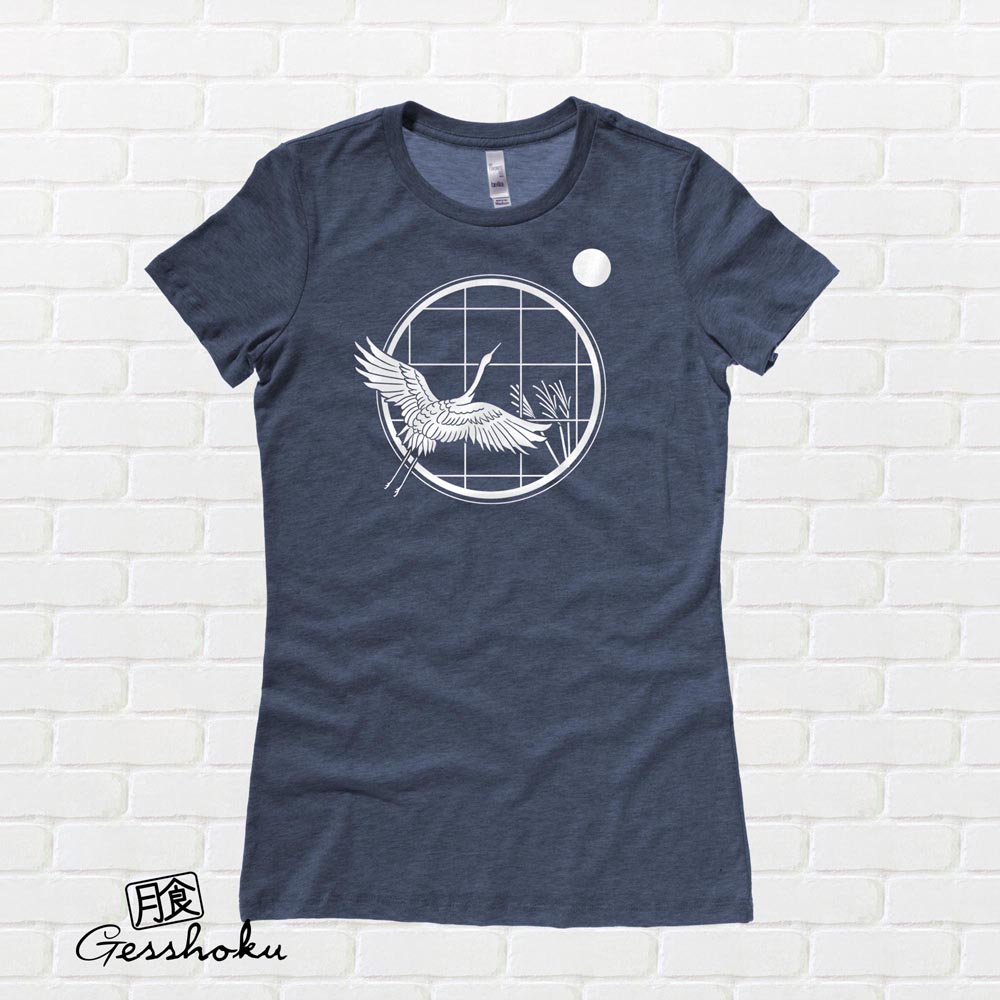 Crane and Moon Ladies T-shirt - Heather Navy