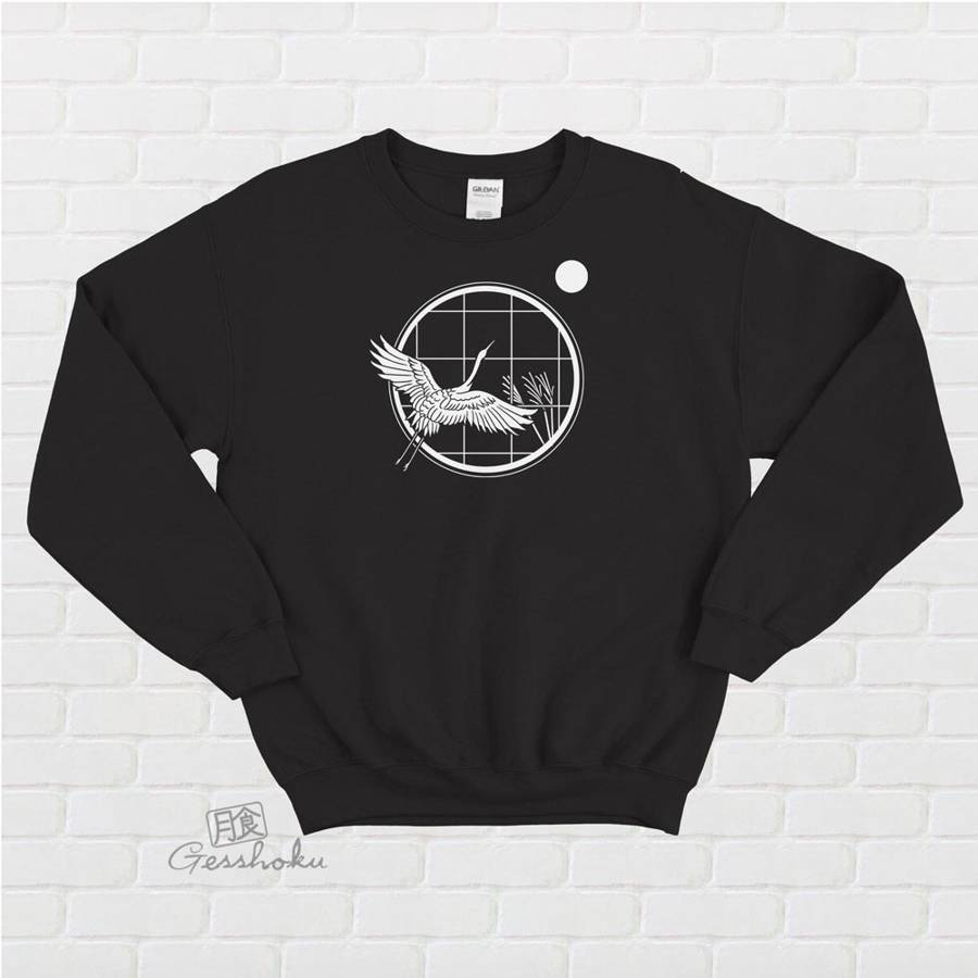 Crane and Moon Crewneck Sweatshirt - Black