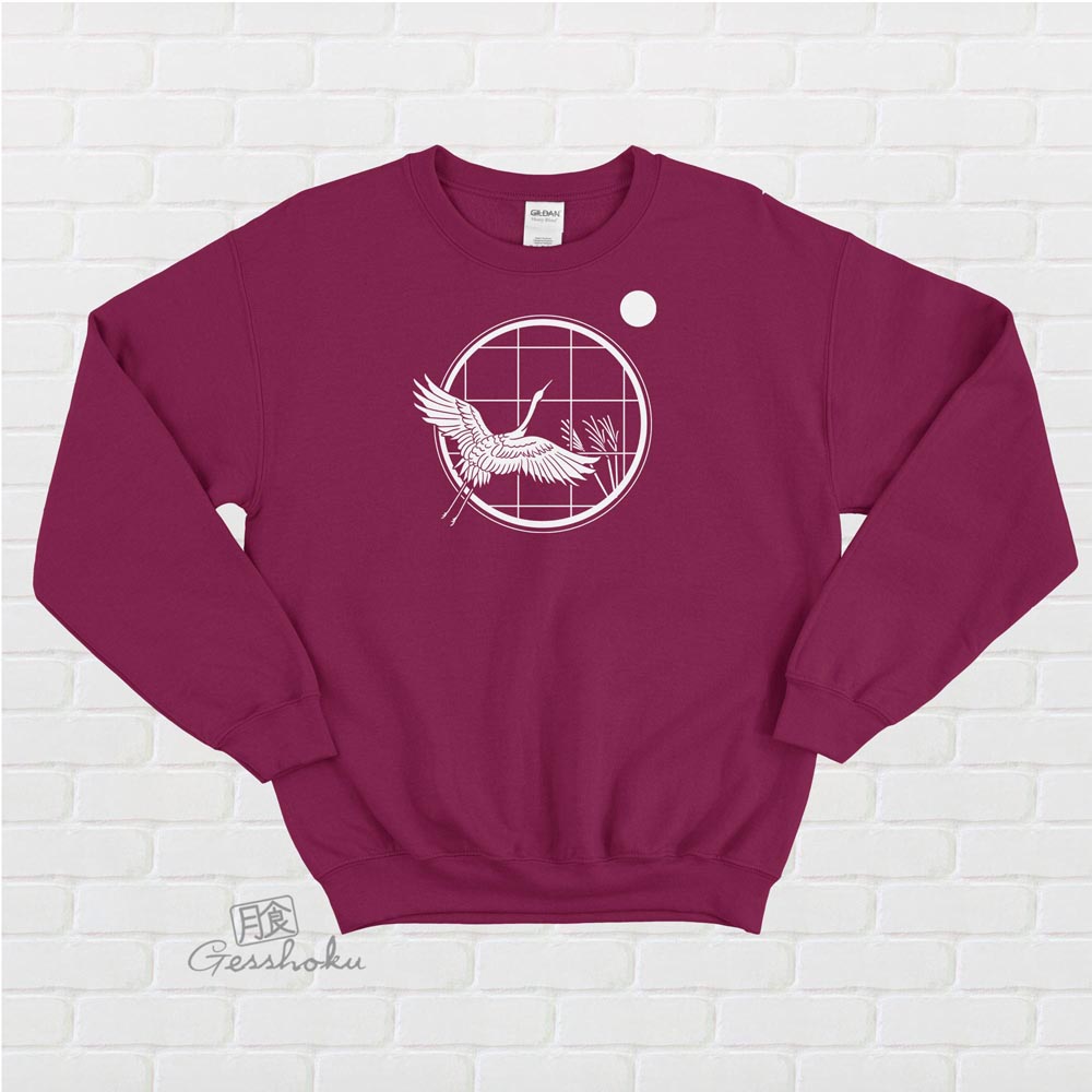 Crane and Moon Crewneck Sweatshirt - Maroon