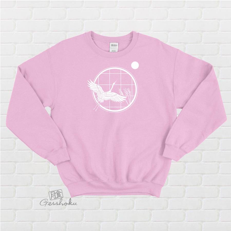 Crane and Moon Crewneck Sweatshirt - Light Pink