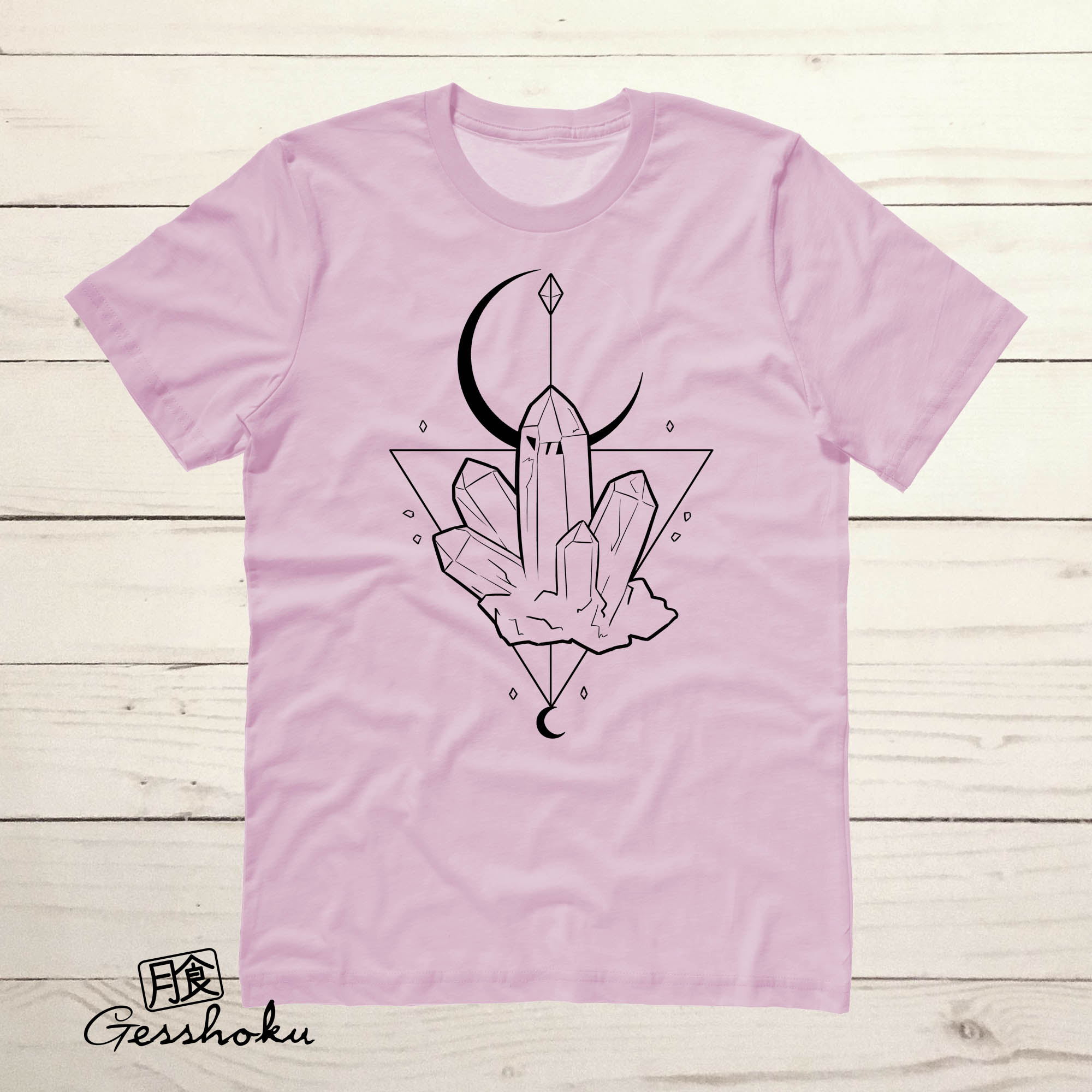 Crystal Grid Moon T-shirt - Light Pink