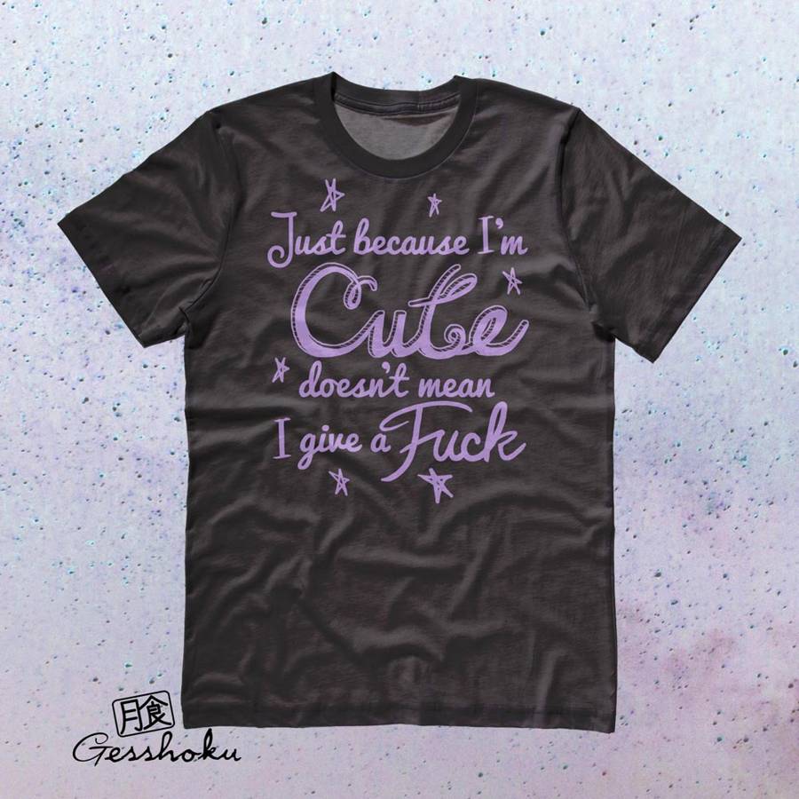 Cute Doesn't Give a Fuck T-shirt - Black/Purple