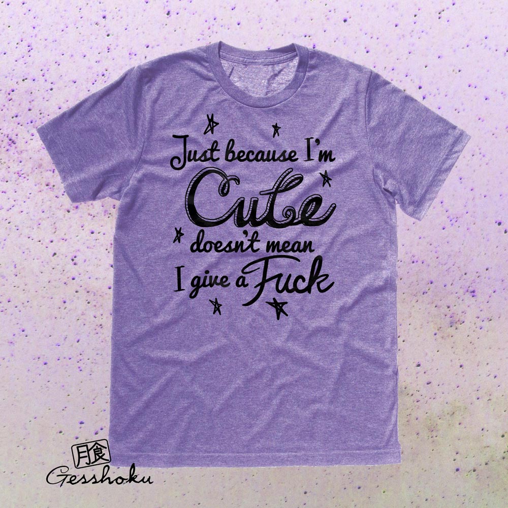 Cute Doesn't Give a Fuck T-shirt - Heather Purple