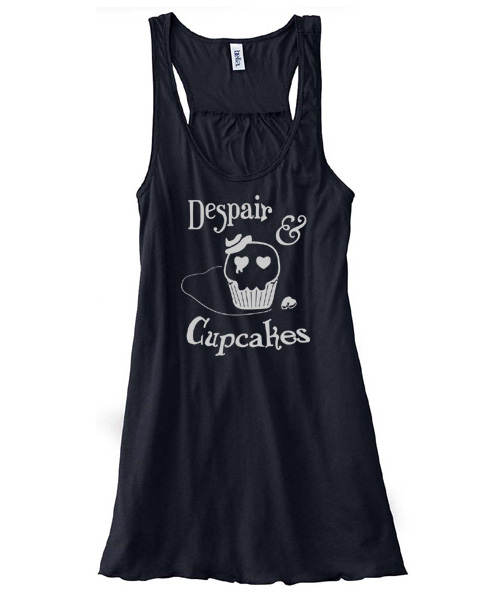 Despair and Cupcakes Flowy Tank Top - Black