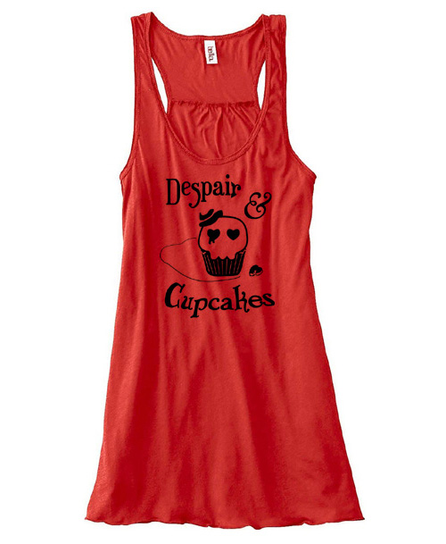 Despair and Cupcakes Flowy Tank Top - Red