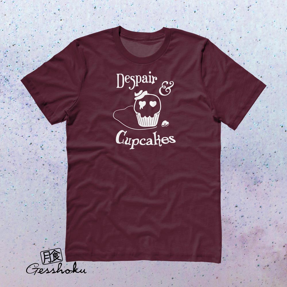 Despair and Cupcakes T-shirt - Maroon